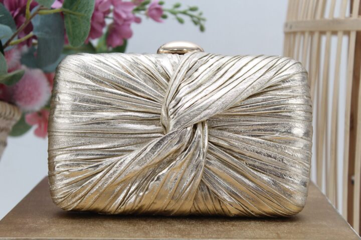 Cartera fiesta en poli peil metalizada con nudo,ref20737